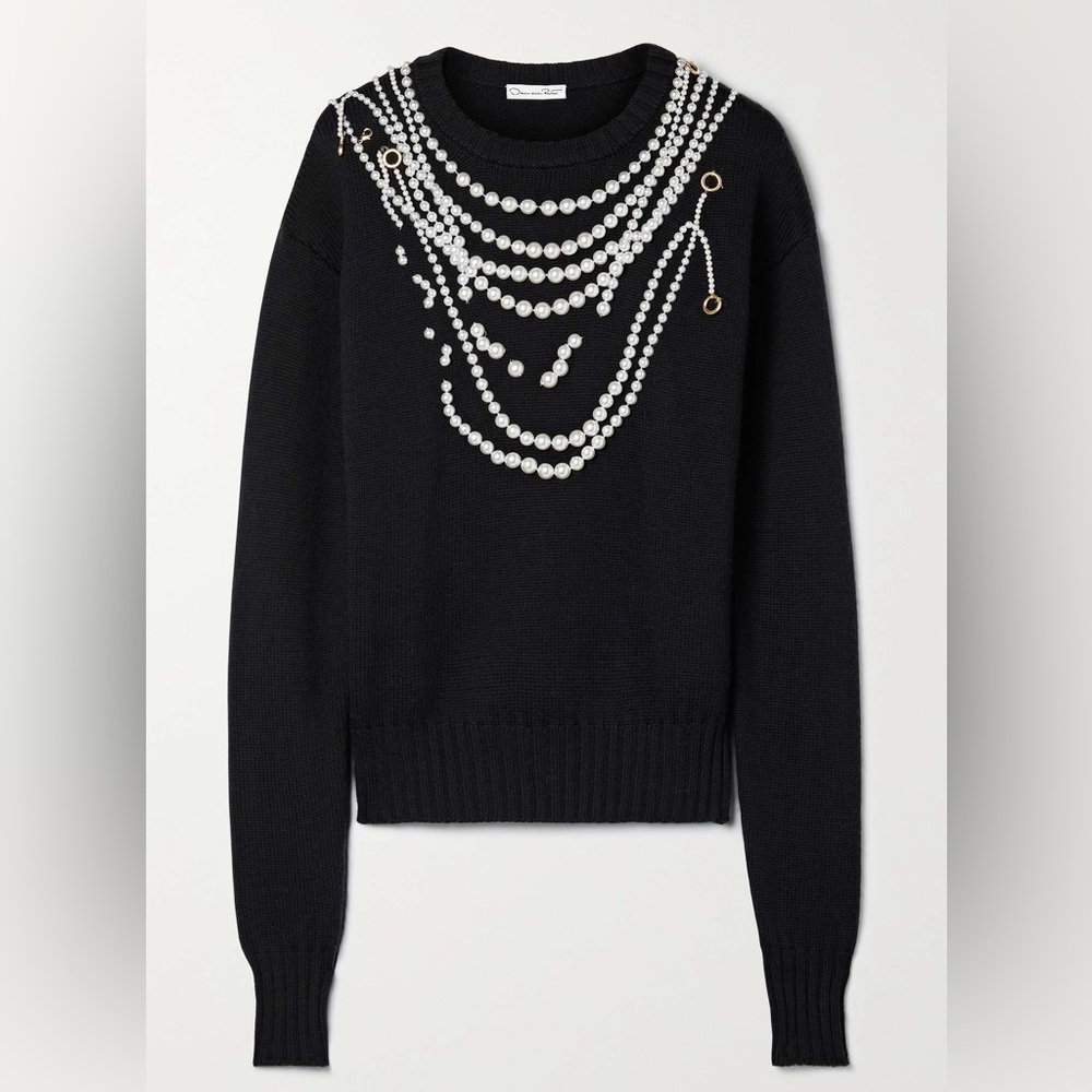 Oscar de la Renta Embellished wool sweater